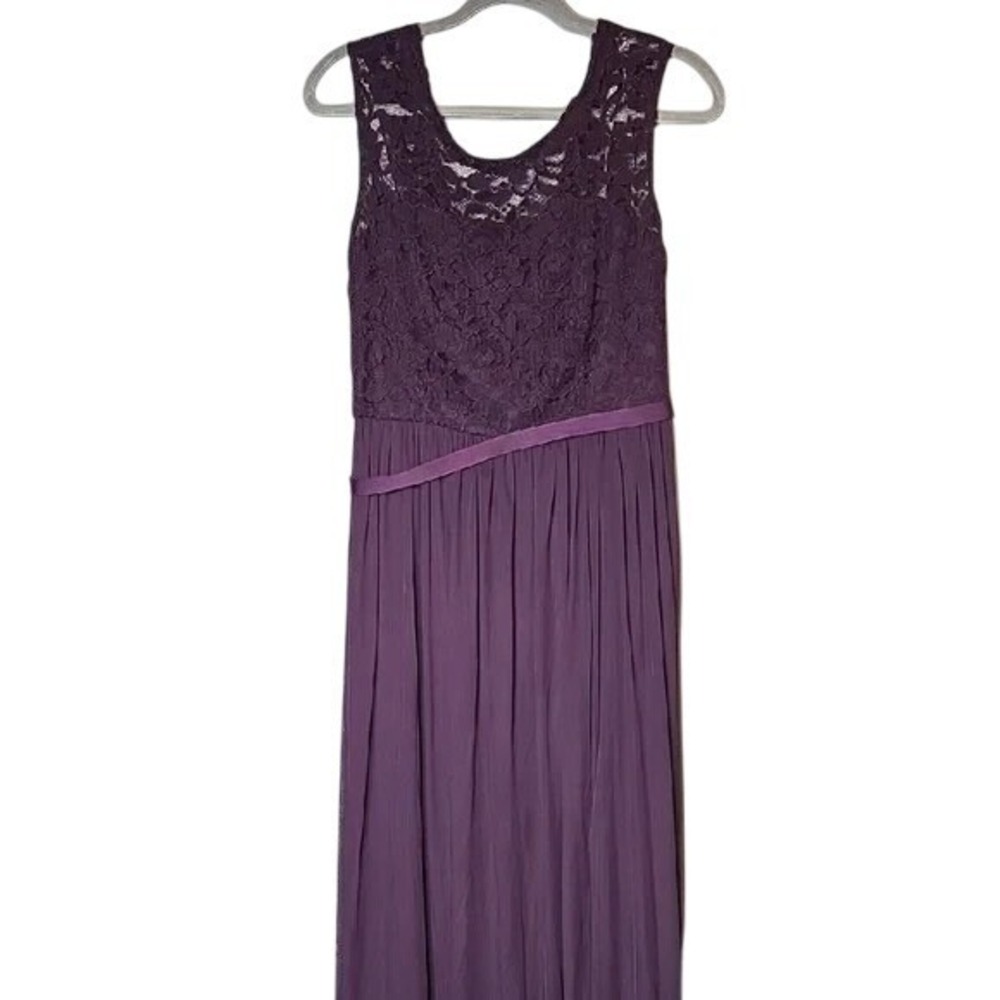 David's Bridal Lace Chiffon FormalMaxi Dress, Bridesmaid, Purple/Plum, Size 8